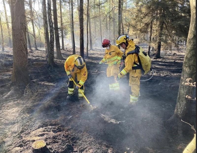 handcrew Gelderland aan de slag bij een brand in Moergestel in 2020