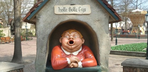 Holle bolle Gijs, afvalcontainer, in pretpark de Efteling