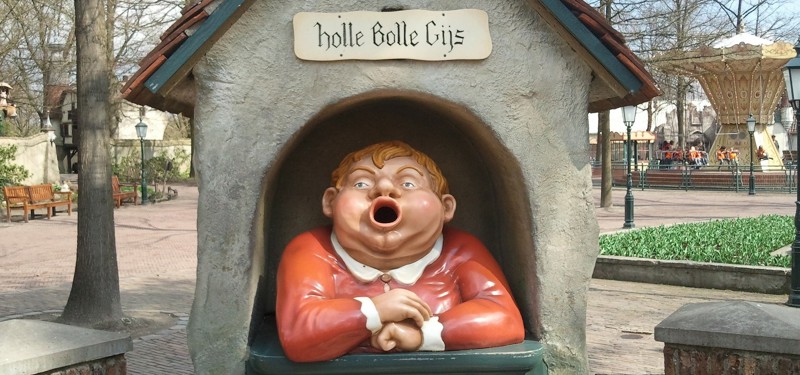 Holle bolle Gijs, afvalcontainer, in pretpark de Efteling